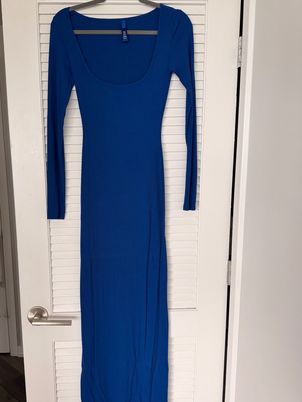 SKIMS Royal Blue Long Sleeve Scoop Neck Maxi Dress